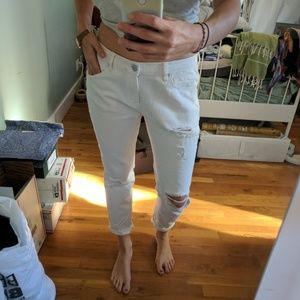Urban outfitters white ripped boyfriend jeans